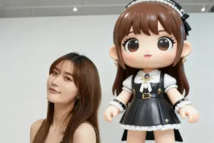 巨型手办艺术展览合影